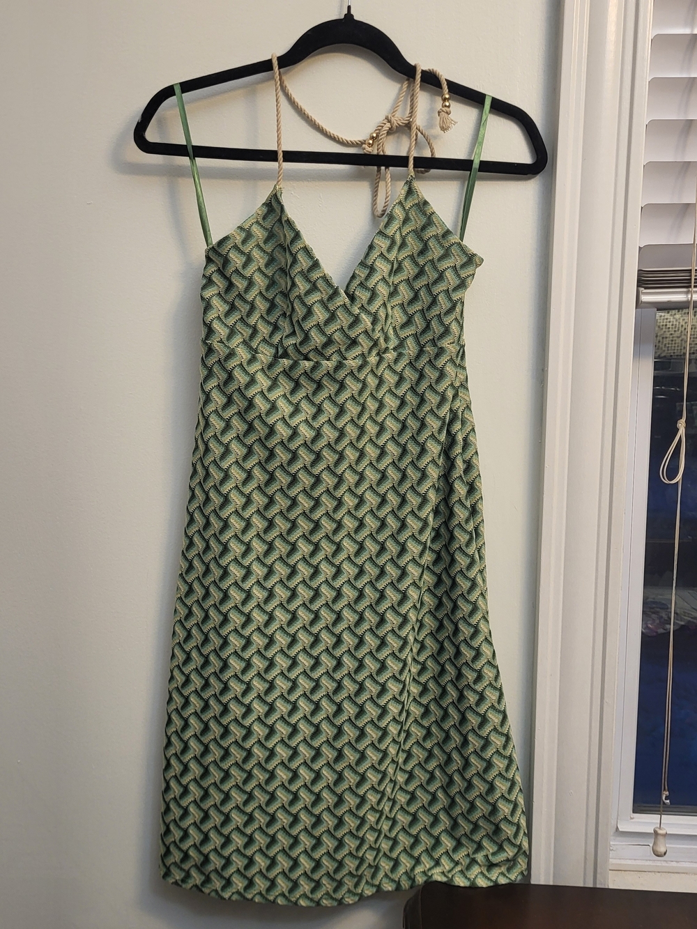 LOFT Green Patterned Wrap-Style Midi Dress